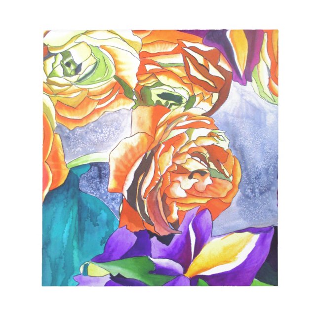 Bloc De Notas Arte de la acuarela de Ranunculus e Iris (Frente)
