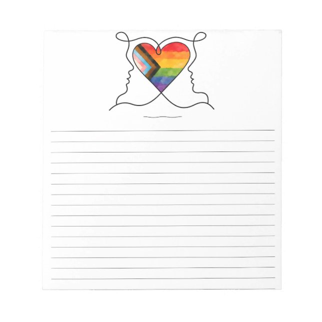 Bloc De Notas Arte de línea del corazón Orgullo Progresista (Frente)