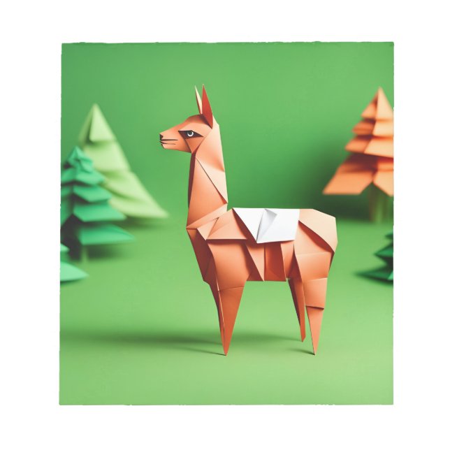 Bloc De Notas Arte de Origami - Armonía de moda: Serene Llama (Frente)