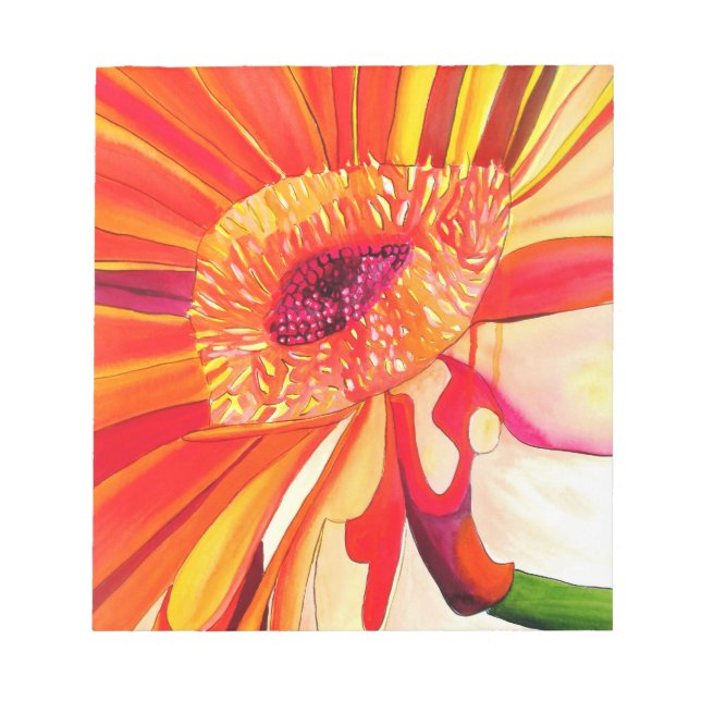 Bloc De Notas Arte de pintura de acuarela de flores de Gerbera r (Frente)
