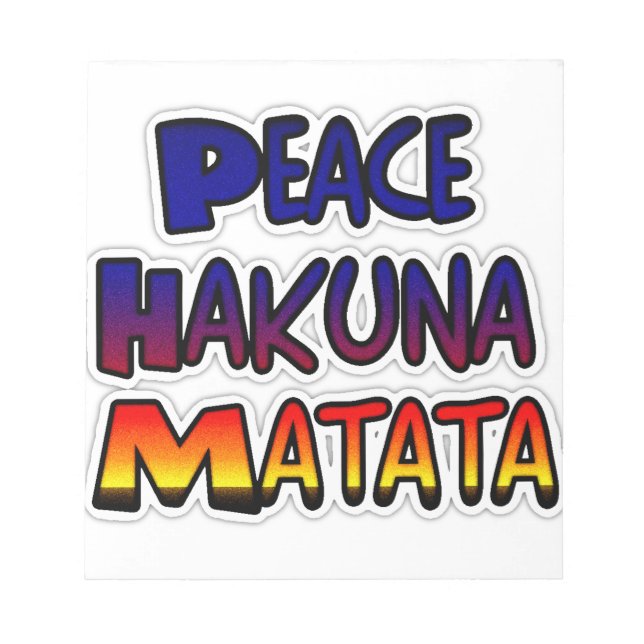 Bloc De Notas Arte degradado de Peace Hakuna Matata (Frente)