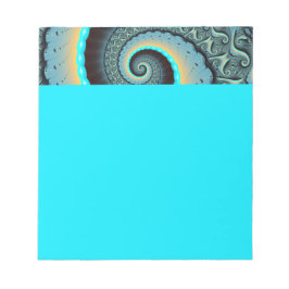 Bloc De Notas Arte en espiral fractal abstracto azul turquesa na