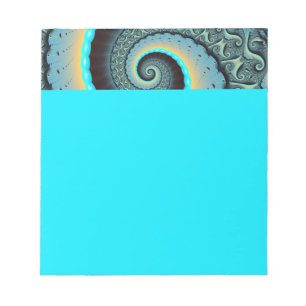 Bloc De Notas Arte en espiral fractal abstracto azul turquesa na