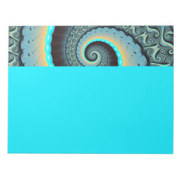 Bloc De Notas Arte en espiral fractal abstracto azul turquesa na