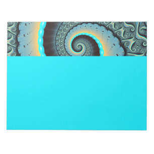 Bloc De Notas Arte en espiral fractal abstracto azul turquesa na
