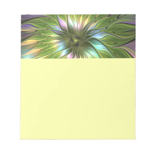 Bloc De Notas Arte fractal de flores de fantasía coloridas lumin
