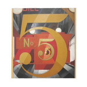 Bloc De Notas Arte moderno Cubista Demuth Figura 5 en Oro