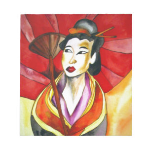 Bloc De Notas Arte original japonés Geisha, pintura acuarela