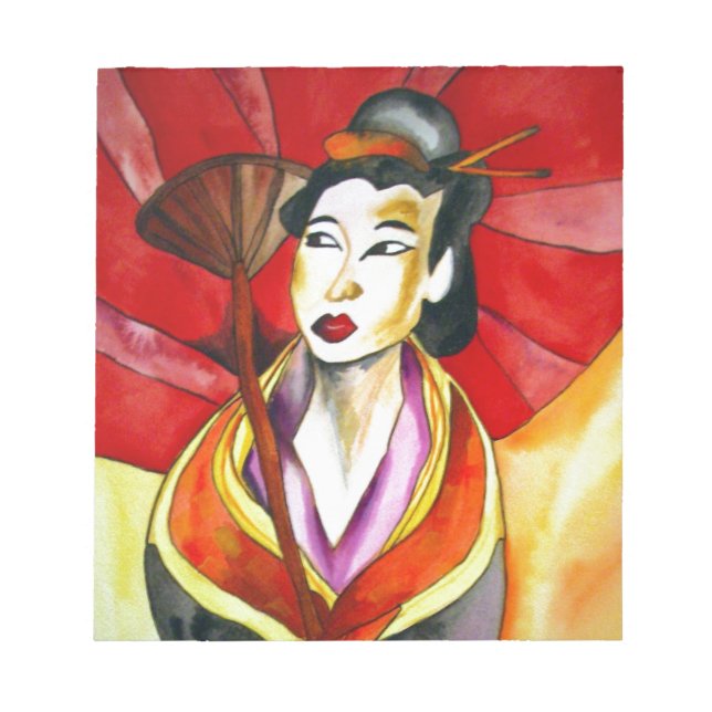 Bloc De Notas Arte original japonés Geisha, pintura acuarela (Frente)