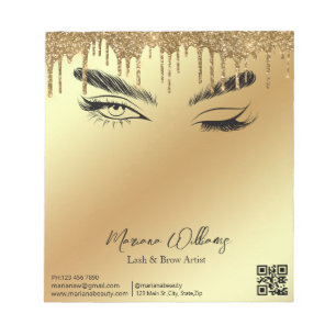 Bloc De Notas artista de lash y brow código qr negocio metálico