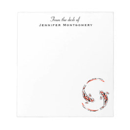 Bloc De Notas Artista de pescado Koi japonés negro y rojo