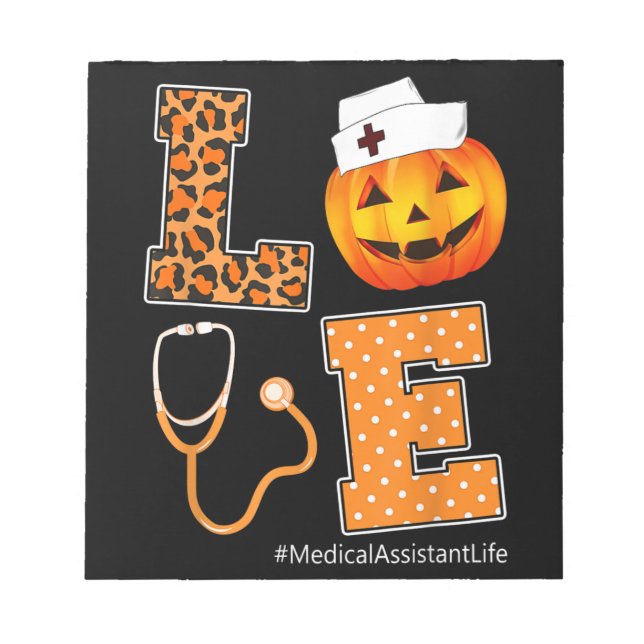 Bloc De Notas Asistente Médico Amor de Leopardo Halloween Calaba (Frente)