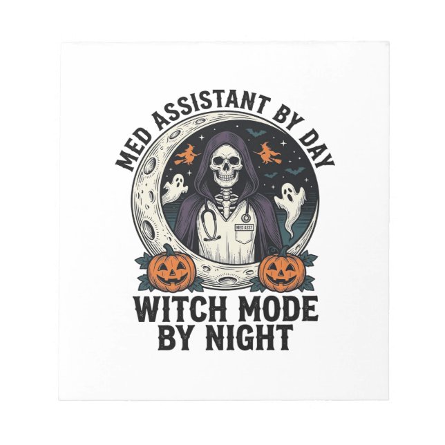Bloc De Notas Asistente Médico Bruja de Halloween Grabado Antigu (Frente)