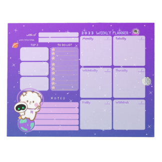 Bloc De Notas Astronauta Cute Kawaii Planner Semanal Sin Fecha