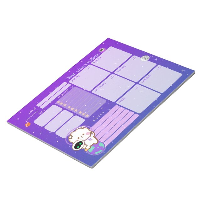 Bloc De Notas Astronauta de Kawaii en planner semanal universal (Lado Derecho)
