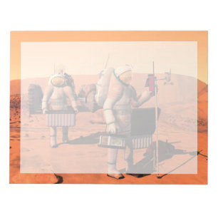 Bloc De Notas Astronautas Instalando Equipo Meteorológico En Mar