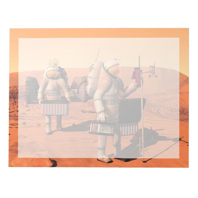 Bloc De Notas Astronautas Instalando Equipo Meteorológico En Mar (Frente)