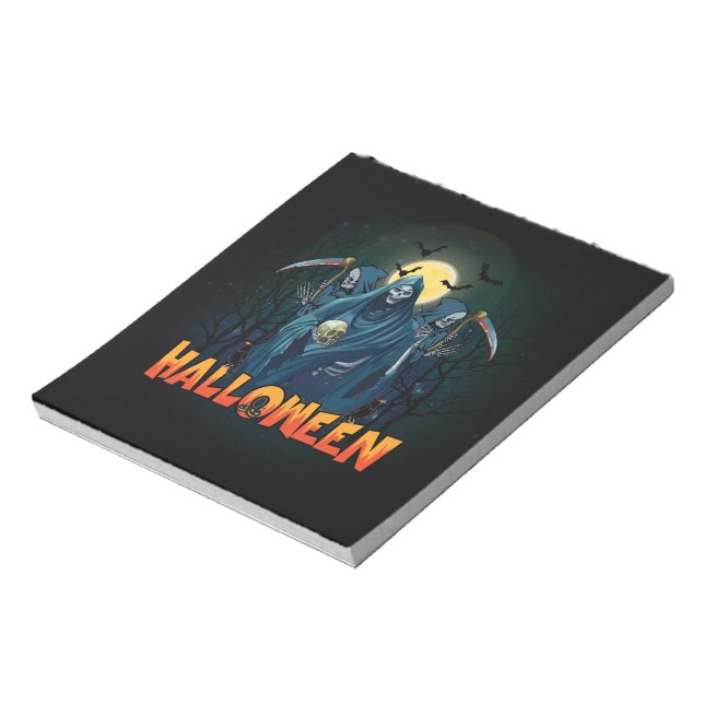 Bloc De Notas Asustada Noche de Skeleton Halloween, mi estado de (Lado Izquierdo)