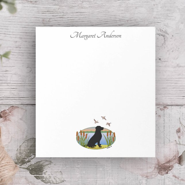 Bloc De Notas Atardecer de ave negra de Labrador (Black Labrador Bird Dog Sunset Design Notepad for Labrador Owners.  Labrador Silhouette.)