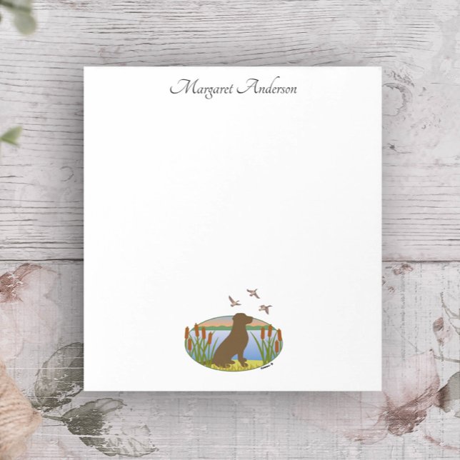 Bloc De Notas Atardecer de perro de ave de chocolate Labrador (Chocolate Labrador Bird Dog Sunset Design Notepad for Labrador Owners.  Labrador Silhouette Design.)