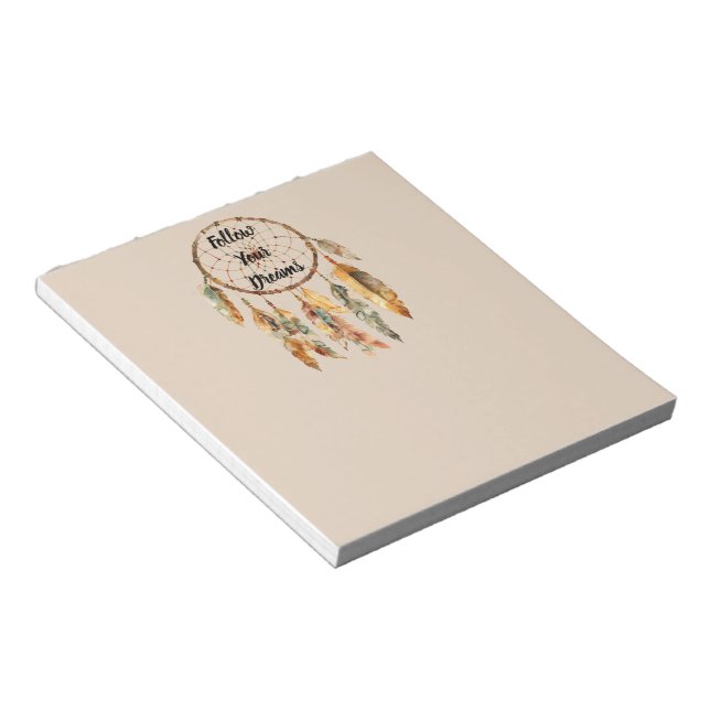 Bloc De Notas Atrapasueños Plumas Boho Crema (Lado Derecho)