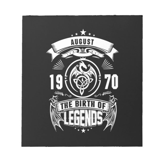 Bloc De Notas August Gift | 1970 Nacimiento De Las Leyendas (Frente)