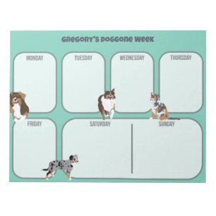 Bloc De Notas Aussies Australian Shepherd Dogs Weekly Planner