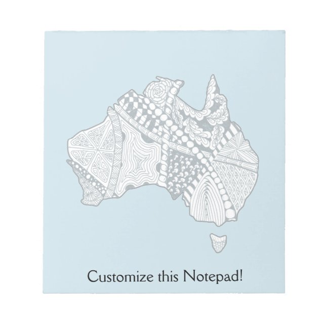 Bloc De Notas Australia Mapa de arte de Doodle (Frente)