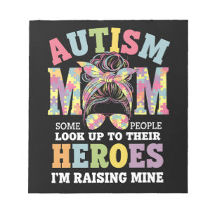 Bloc De Notas Autismo Mamá Criando Héroe Moño Desordenado Autist