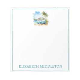 Bloc De Notas Autobús azul retro de Isla Tropical