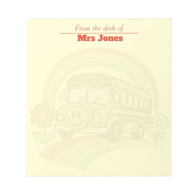 Bloc De Notas Autobús Escolar Retro Personalizado "De parte de"  (Frente)