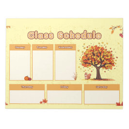 Bloc De Notas Autumn Class Schedule with Cute Fall Illustrations