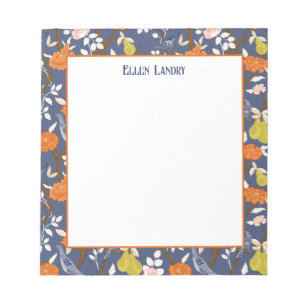 Bloc De Notas Aves Chinoiserie naranja y azul