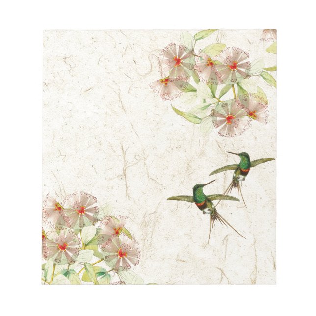 Bloc De Notas Aves de Colibrí Flores Notepad de Vida Silvestre A (Frente)