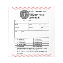Bloc De Notas Aviso del Departamento de Policía Purgatorio
