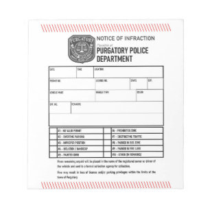 Bloc De Notas Aviso del Departamento de Policía Purgatorio