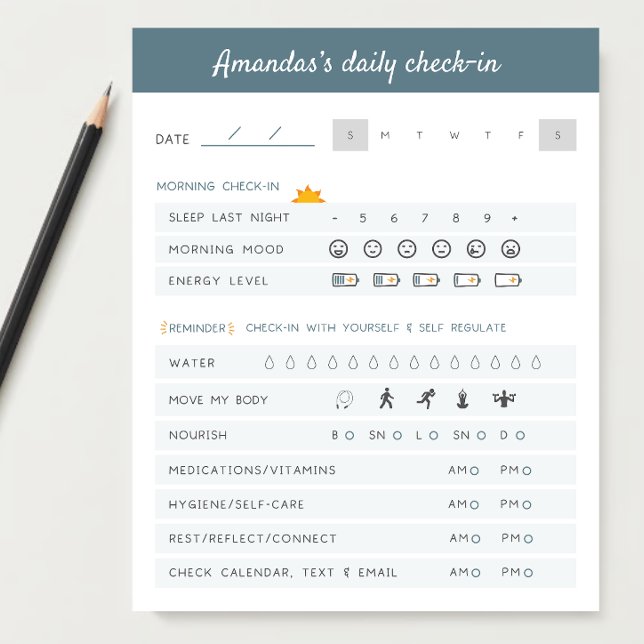 Bloc De Notas Aviso diario de comprobación diaria del planificad (Keeping track of your mental health and physical health and emotional health are important.)