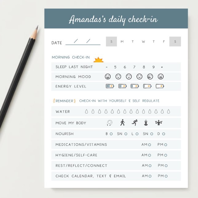 Bloc De Notas Aviso diario de comprobación diaria del planificad (Keeping track of your mental health and physical health and emotional health are important.)