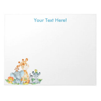 Bloc De Notas Azul acuarela Cute Safari Jungle Animales