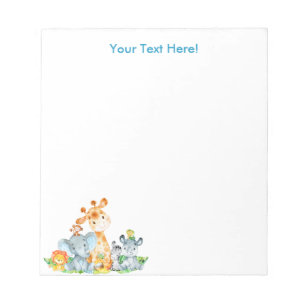 Bloc De Notas Azul acuarela Cute Safari Jungle Animales