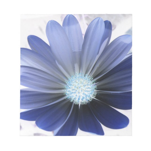 Bloc de notas azul brillante de flores de margarit (Frente)