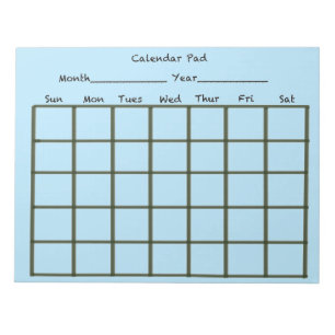 Bloc De Notas Azul claro del teclado del calendario
