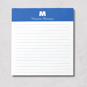 Bloc De Notas Azul Cobalto Chic Nombre Personalizado Monograma L