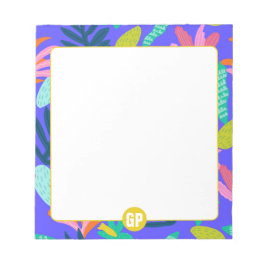 Bloc de notas azul con monograma personalizado bon
