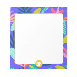 Bloc de notas azul con monograma personalizado bon