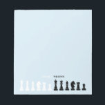 Bloc De Notas Azul de piezas de ajedrez personalizadas<br><div class="desc">Billete de ajedrez clásico blanco y negro para los amantes del ajedrez,  con figuras de ajedrez en un patrón geométrico. Diseño moderno de piezas de ajedrez</div>