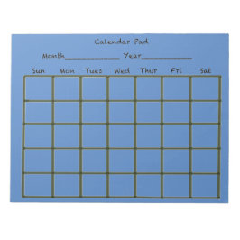 Bloc De Notas Azul del teclado del calendario