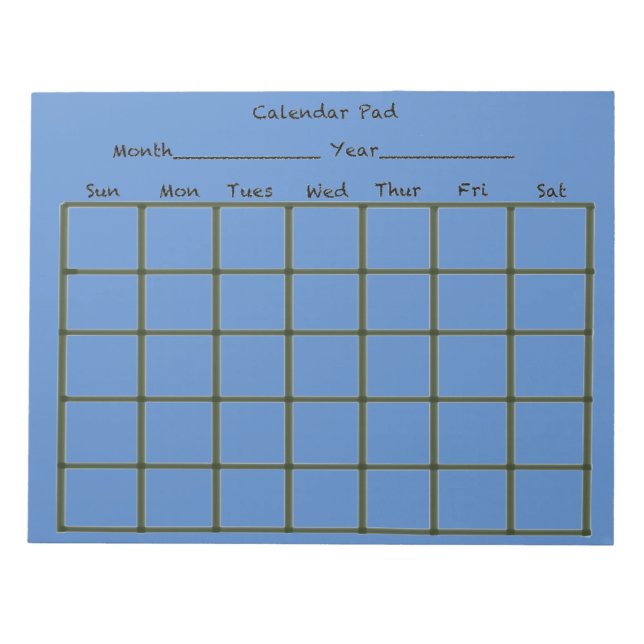 Bloc De Notas Azul del teclado del calendario (Frente)