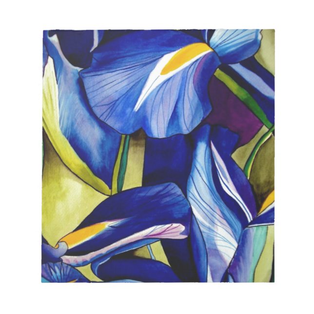 Bloc De Notas Azul Iris arte original flores acuarelas (Frente)