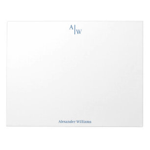 Bloc De Notas Azul marino Minimalista monogramo profesional 2